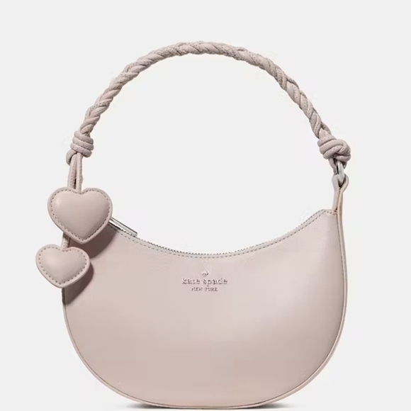 kate spade Handbags - Kate Spade New York Nova Braided Strap Shoulder Leather Bag Heart Charm NWT Pink